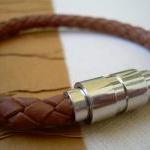 Saddle Braided Mens Leather Bracelet With..