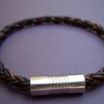 Natural Antique Brown Braided Mens Leather..