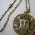 Buddah Pendant And Necklace Chain Antique Bronze..