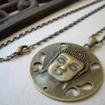 Buddah Pendant And Necklace Chain Antique Bronze..