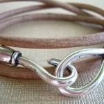 Unisex Mens Womens Leather Bracelet Triple Wrap-..