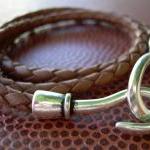 Leather Bracelet, Triple Wrap, Saddle Braided,..