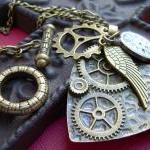 Necklace, Pendant, Charms Of Antique Bronze,..