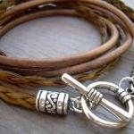 Triple Wrap Leather Bracelet With Toggle Clasp,..