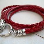Triple Wrap Leather Bracelet With Toggle Clasp -..