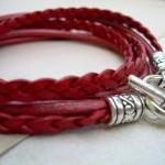Triple Wrap Leather Bracelet With Toggle Clasp -..