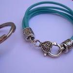 Womens Turquoise Leather Bracelet -..