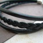 Leather Bracelet, Unisex, Mens, Womens, Black And..