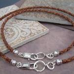 His And Hers Set Of Infinity Necklaces, Leather..