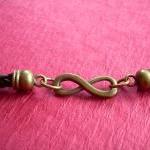 Infinity Bracelet, Antique Brown Braided Leather..