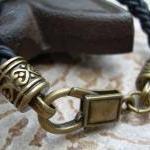 Braided Leather Bracelet, Mens, Womens, Antique..