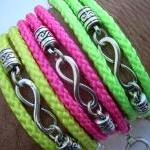 Womens Infinity Bracelet, Neon Colors,triple Wrap,..