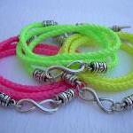 Womens Infinity Bracelet, Neon Colors,triple Wrap,..