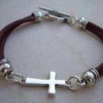 Leather Bracelet, Cross Bracelet, Men, Women ,..