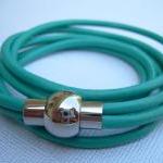 Turquoise Womens Triple Wrap Leather Bracelet With..