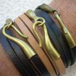 Leather Bracelet, Mens, Womens, Triple Wrap,..