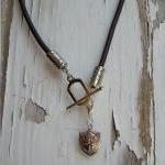 Toggle Closure Brown Leather Necklace Mens /..