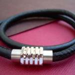 Leather Bracelet With Stainless Steel Magnetic..
