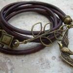 Womens Antique Brown Leather Bracelet, Antique..