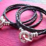 His And Hers Set Of Infinity Bracelets, Leather..