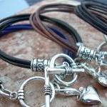 Womens Leather Bracelet, Four Strands With Puff..