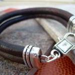 Mens Leather Bracelet , Antique Brown Leather..