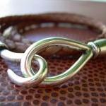 Mens Womens Unisex Leather Bracelet Triple Wrap-..