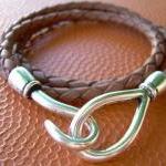 Mens Womens Unisex Leather Bracelet Triple Wrap-..