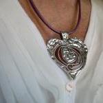 Leather Necklace, Heart Pendant..