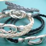 Womens Leather Bracelet With Interlocking Magnetic..