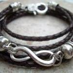 Leather Bracelet, Infinity Bracelet, Triple Wrap,..
