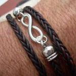 Infinity Bracelet, Leather Bracelet, Triple Wrap,..