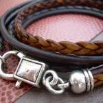 Leather Bracelet, Triple Wrap, Unisex, Mens,..