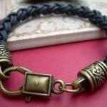 Braided Leather Bracelet, Mens Bracelet, Womens..