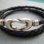 Triple Wrap Leather Bracelet With Interlocking..