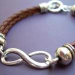Braided Leather Bracelet, Infinity Bracelet, Men,..