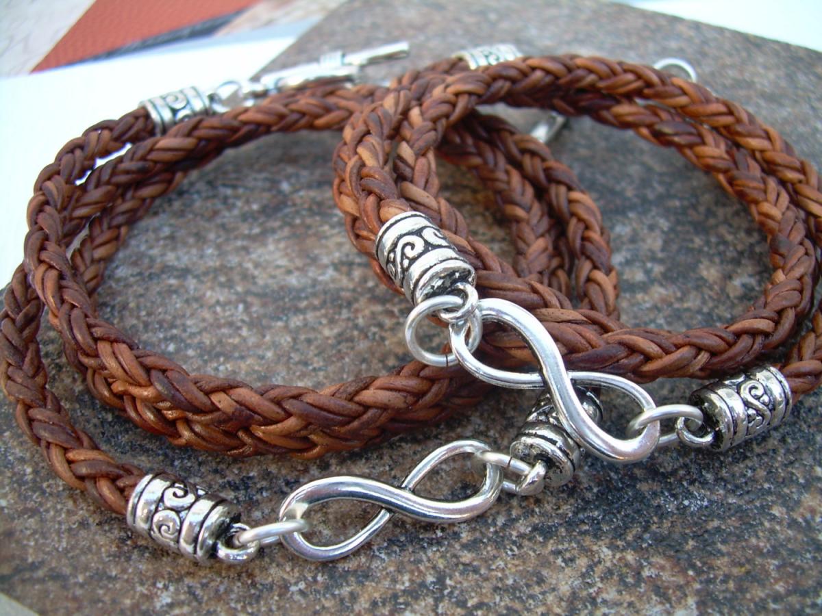 His And Hers Set Of Infinity Bracelets, Leather Bracelet, Mens, Womens, Mens Jewelry, Womens Jewelry, Womens Bracelet, Mens Bracelet