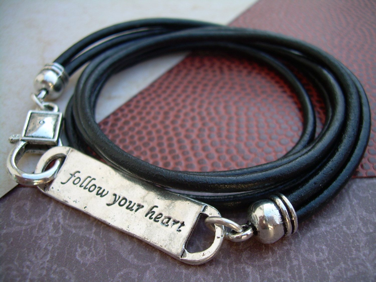 Vegan Leather Bracelet for Men - Mens Plain Surfer Bracelet in 4 Colors - Adjustable Casual Bracelet - Gift for Him